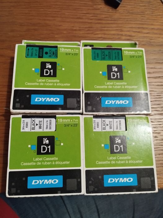 4 taśmy  DYMO 19mm 2 białe i 2 zielone
