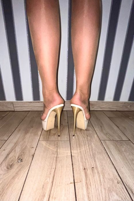 163 / ODRĘKI 38 Sexy białe klapki szpilki strip erotic pole dance 18cm