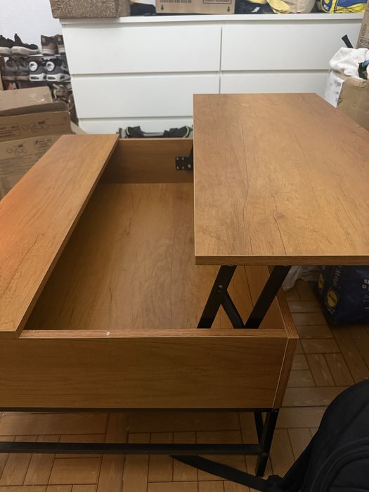 Mesa de centro elevável versátil com armazenamento oculto, dimensoes 90 x 60,5 x 45,5