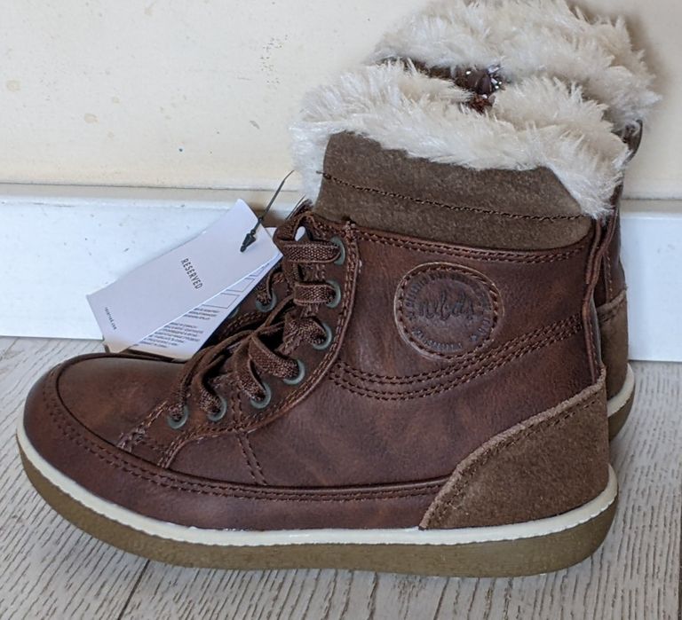 NOWE Reserved zimowe buty dziewczęce r. 27 (17 cm) brązowe na zamek