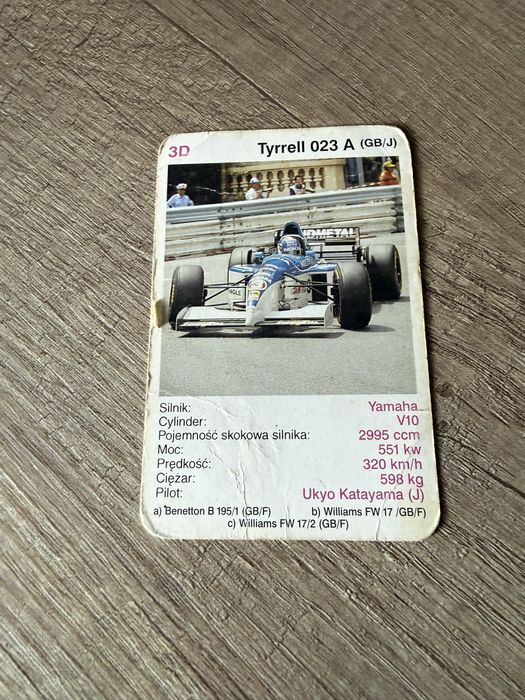 Retro karty do gry F1
