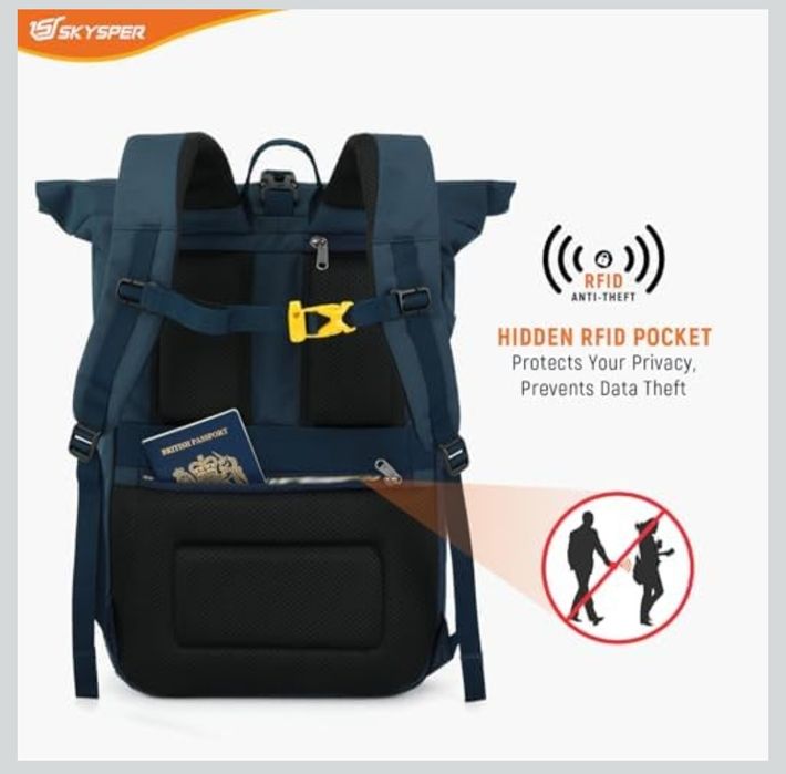 SKYSPER Rolltop plecak dla mężczyzn i kobiet, z kieszenią na laptopa