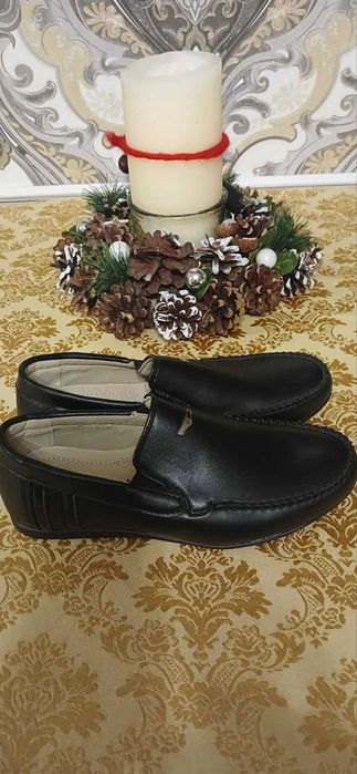 Мокасини шкіряні  для хлопчика чорні КалоріЯ ортопед