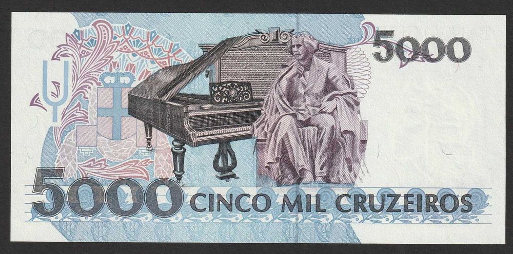 Brazylia 5000 cruzeiros 1993 - Carlos Gomes - stan bankowy UNC
