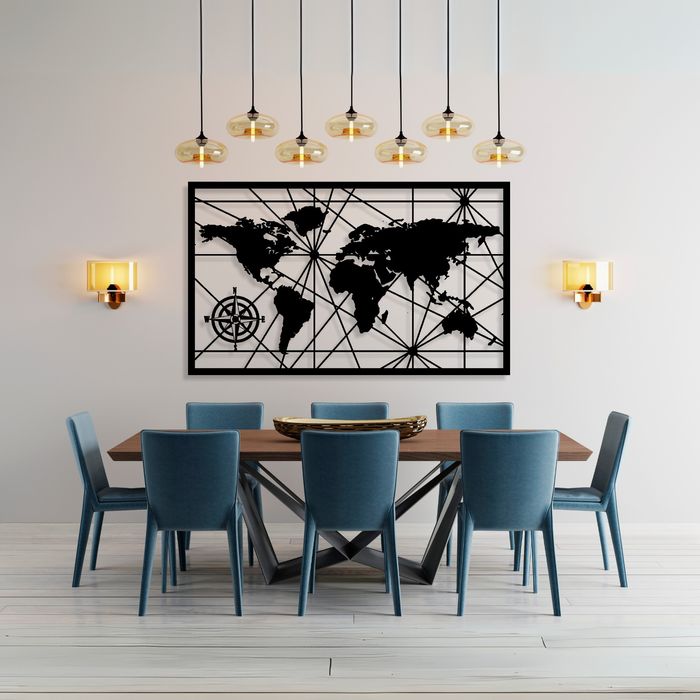 Mapa Świata 3D Obraz Ażurowy XXL Dekoracja Ścienna + Gratis