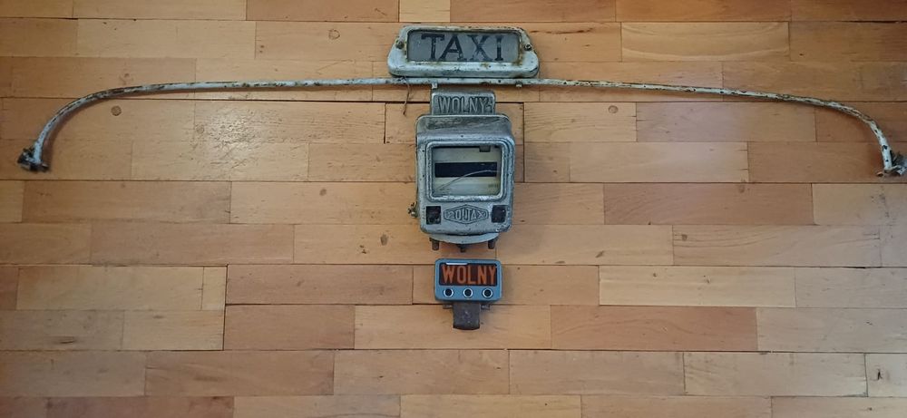 Lampa taxi, taksometr, chorągiewka, zestaw retro PRL