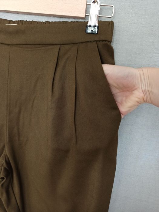 Spodnie przed kostkę chinosy H&M zielone khaki do pracy 38 M