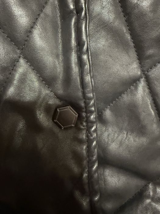 Пальто пуховик кожа