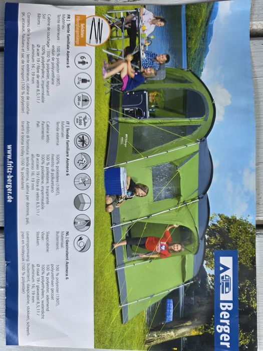 Namiot turystyczny kempingowy Berger,  6 osobowy.