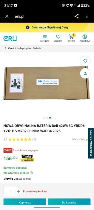 Bateria Dell pasuje do praktycznie wszystkich modeli laptopa