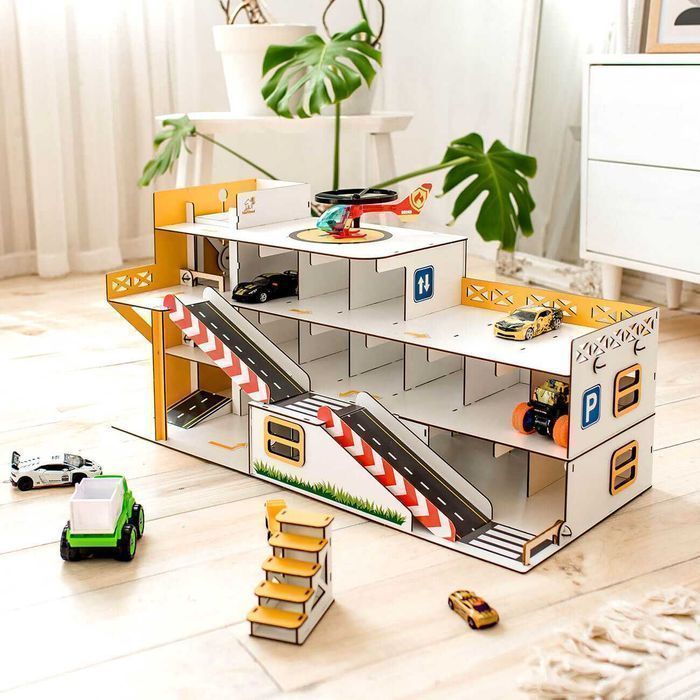 Великий гараж парковка для машинок, детский Паркинг, 3д конструктор