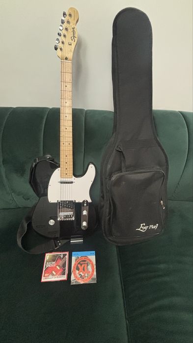 Gitara elektryczna squier by fender telecaster ,  struny , pasek ,pokr