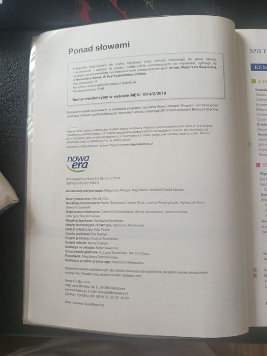 Ponad słowami klasa 1 cz. 2 Nowa Era 2019