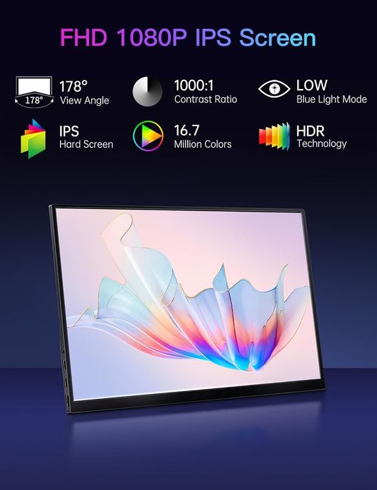 monitor portátil de 15.6 polegadas 1080p hdr 16:9