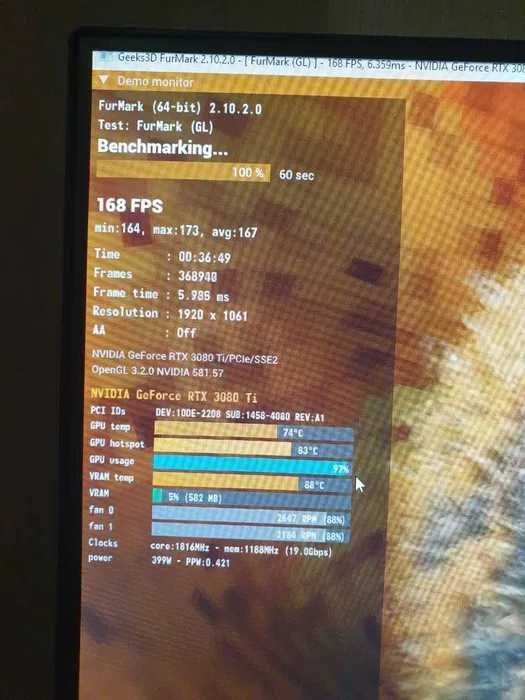 відеокарта GIGABYTE AORUS GeForce RTX™ 3080 Ti XTREME 12G випереджає RTX 5060 Ti 16 GB на 18%