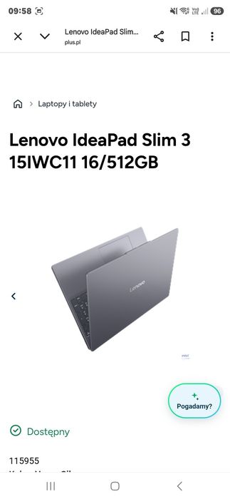 Laptop Lenovo IdeaPad Slim 3 15IWC11 16/512GB