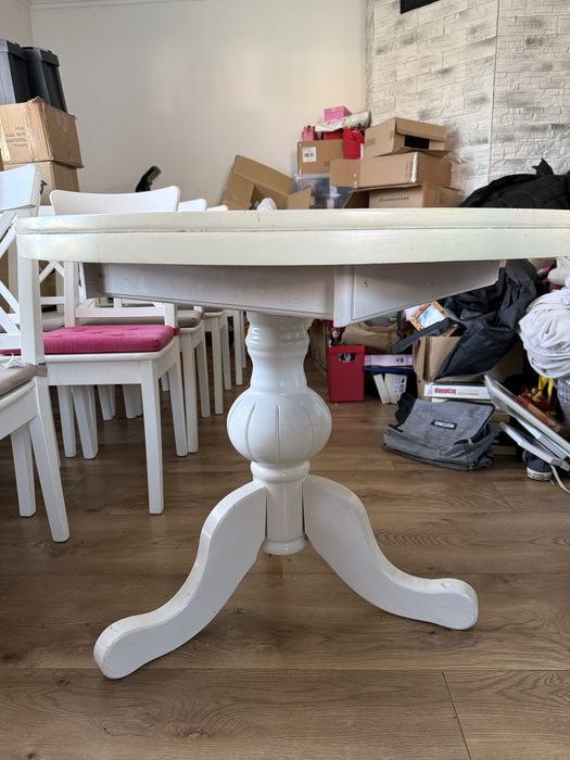 stól rozkladany Rosentrop Ikea + stół okragly Ikea Rosentrop oraz 9 krzeseł Ingolf