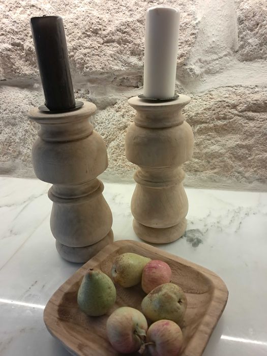 Candelabros porta velas madeira maciça