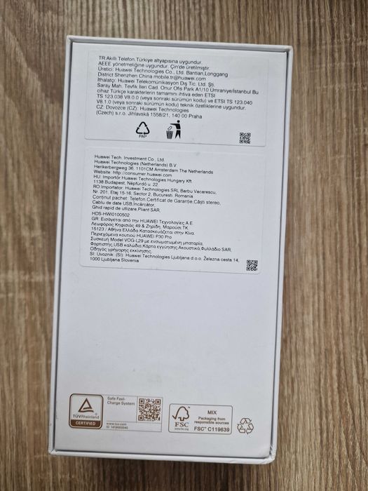 Oryginalne pudełko po telefonie Huaweii P30 Pro Aurora 256GB