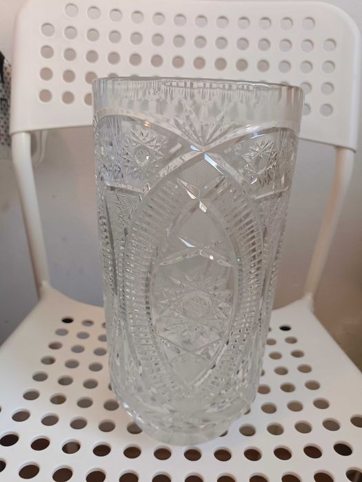 Wazon kryształowy PRL duży wysokość 25 cm