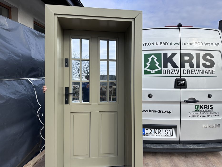 Drzwi zewnętrzne drewniane Na Wymiar nietypowe Montaż Cała Polska