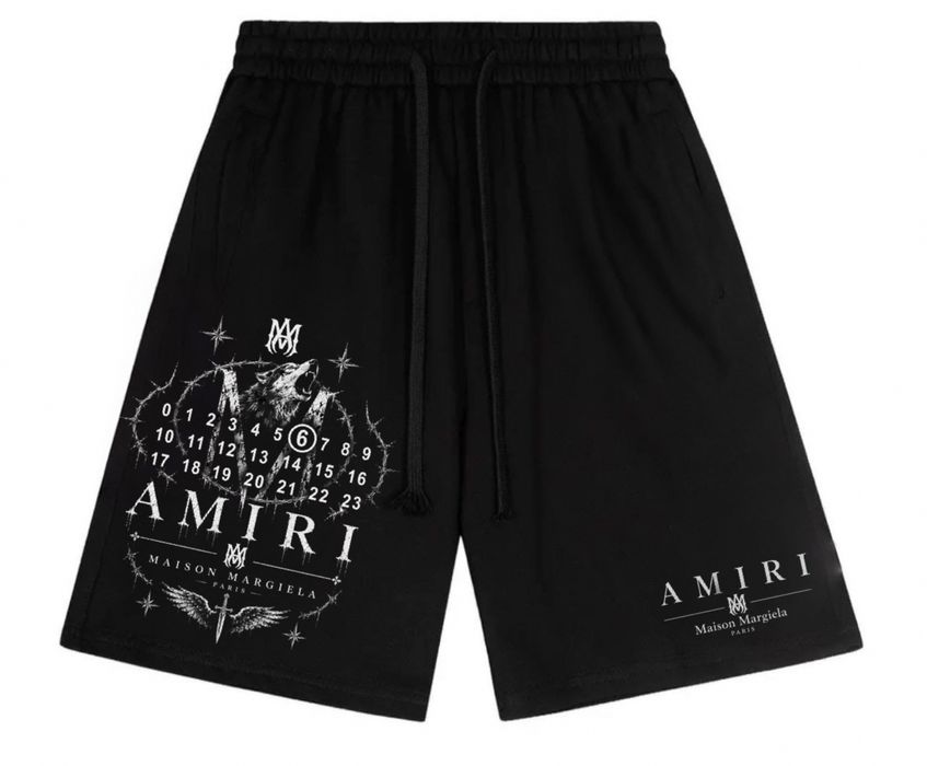 Шорты Maison Margela paris x Amiri Logo колоборация мейсон марждели и амири цвет черный Новинка