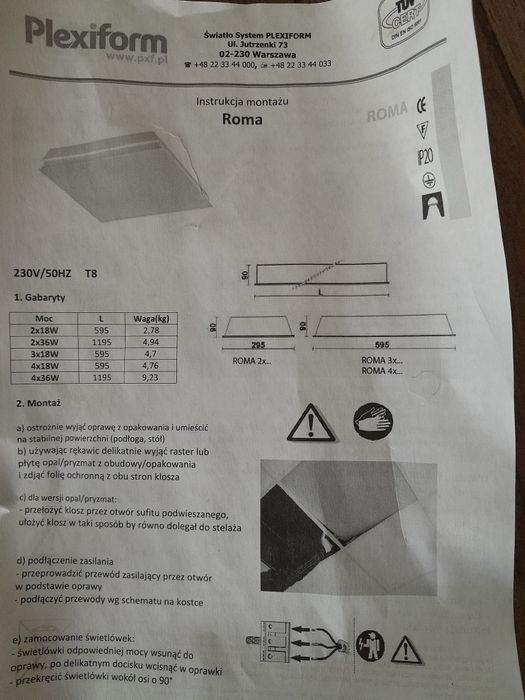 Lampa oprawa sufitowa 4x18w