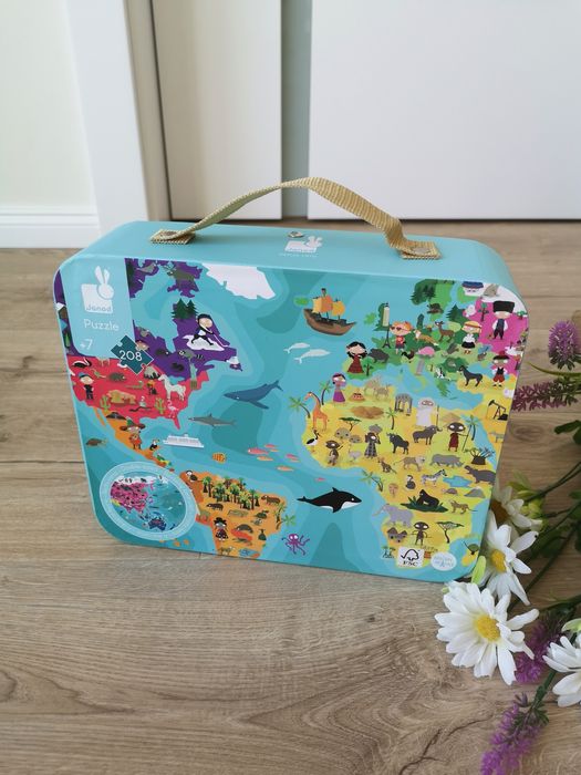 Puzzle dwustronne w walizce Janod "Błękitna planeta"