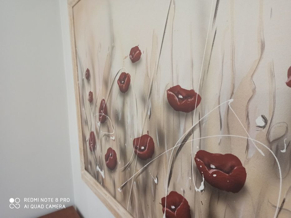 Quadro a óleo papoilas