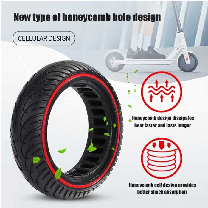 Pneu Sólido 8,5×2-6,1 Vermelho [Nedong] Trotinete Elétrica Xiaomi