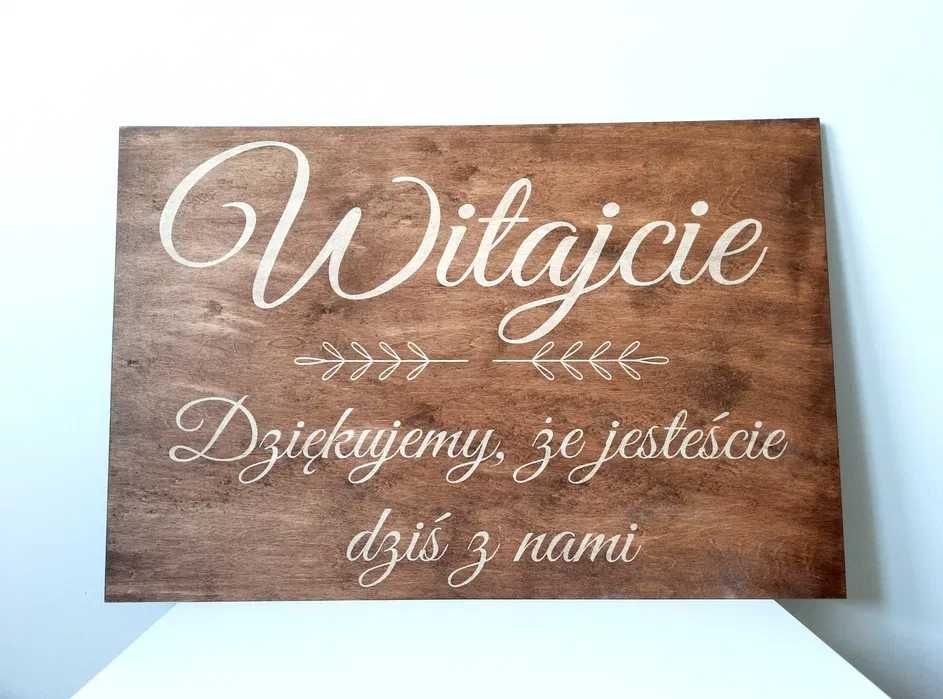 Tablica powitalna dąb rustykalny Witajcie ślub wesele
