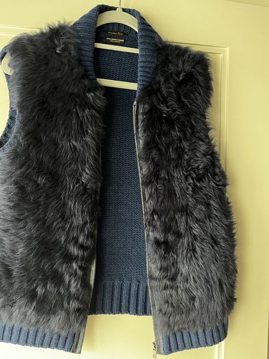 Kamizelka granatowa z futerkiem Massimo Dutti