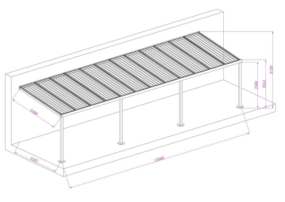 Zadaszenie aluminiowe PRO z dachem poliwęglanowym 350x1206 m