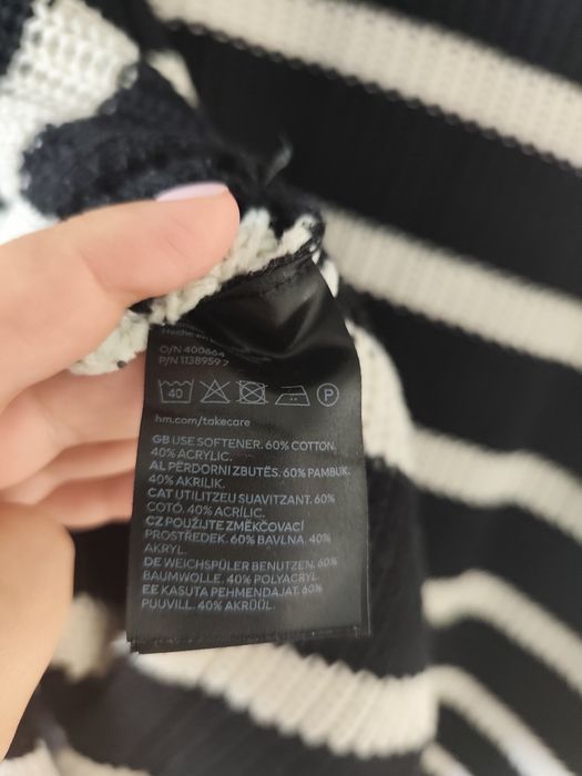 Jesienny oversizowy sweterek w paski H&m r. L-2xl