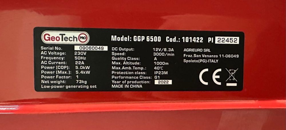 GGP  6500 5,4 kW - Однофазний генератор