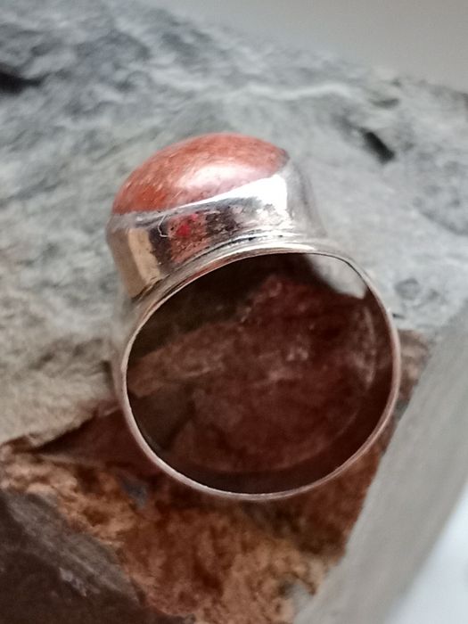 Antyk Stary sygnet z kamieniem duży pierścionek srebrny 800 ?Szwecja