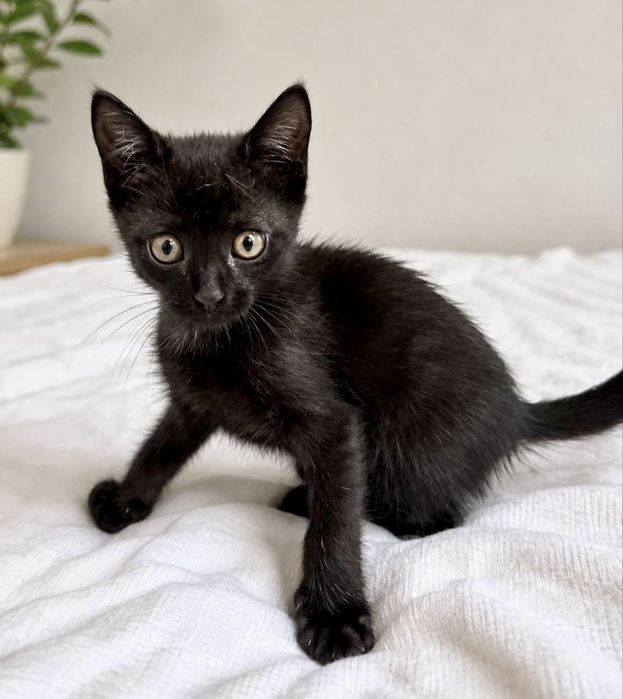 Котенок 2.5 и 3,5 мес кошечка котята черная кішечка чорна кошеня