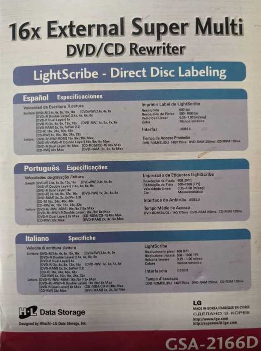 Gravador DVD/Cds Portátil LG GSA-2166D64751898887939122