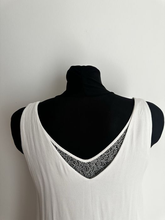 Biała damska bluzka z koronką top basic biuro XS 34 S 36 Massimo Dutti