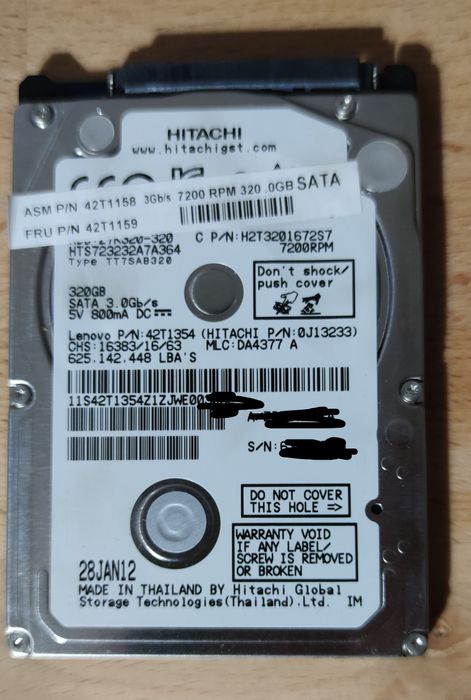 Hitachi 320GB 7200rpm HDD 2.564741248177793121