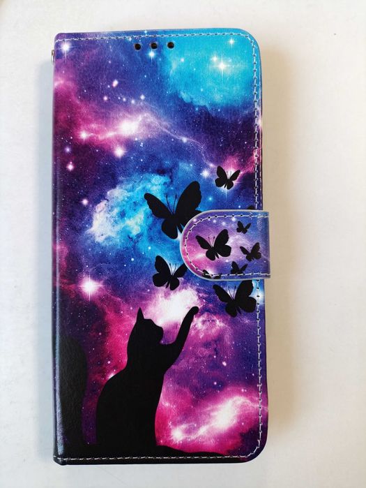 Чехол книжка на Poco x6 pro котик лове метеликів