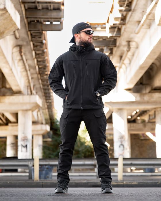 Міська тактична куртка + штани MAXIMUS софтшел black ЧОРНА