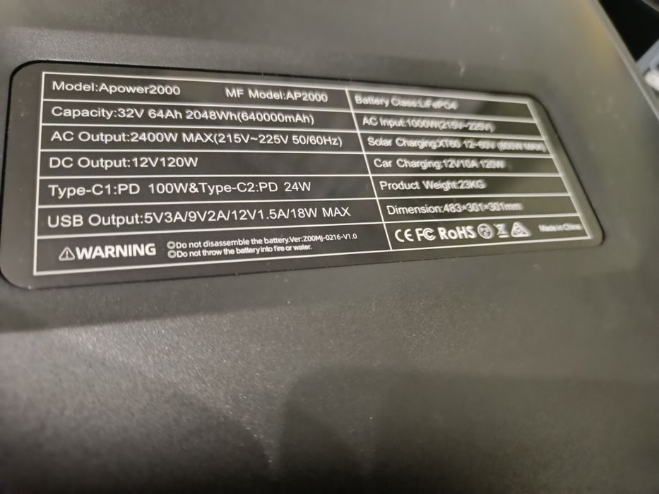 Зарядна станція ctolity ap2000 2400w 2048Wh mppt 600w
