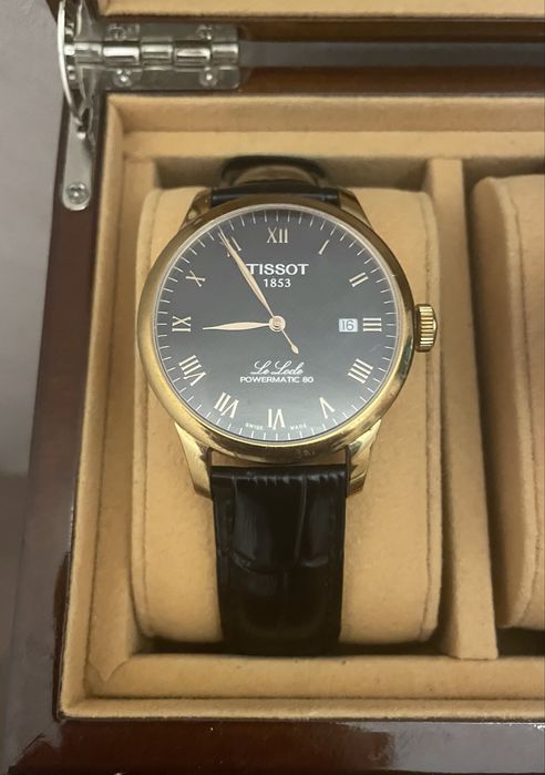 Часы швейцарские Tissot Le Locle Powermatic 80 ( 80 часов запас хода, механические с автоподзаводом, черные)