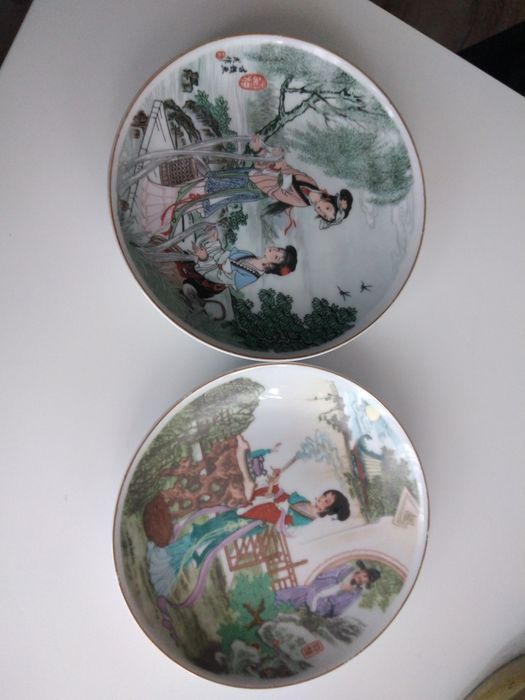 Talerze. Ręcznie malowane Delft Blue. Japońskie Vintage.