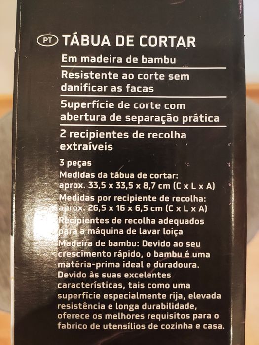 Vendo tábua de cortar em bambu com 2 recipientes de separacao