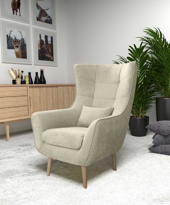 Nowoczesny fotel uszak/Kolory do wyboru/Możliwy podnóżek/DONAT