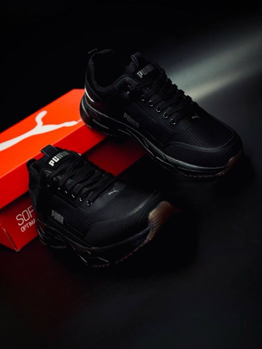 Крассовки Пума кожаные / черные кроссовки Puma демисезон /мужские Puma