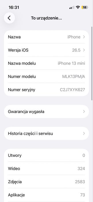 iPhone 13 mini 128 GB Starlight (biały) – bardzo dobry stan, komplet