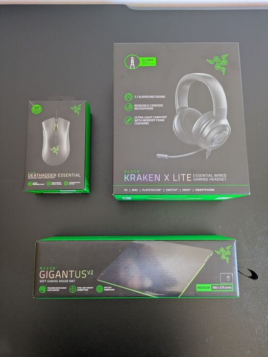 Bundle Razer Rato + Auscultadores + Tapete Gaming